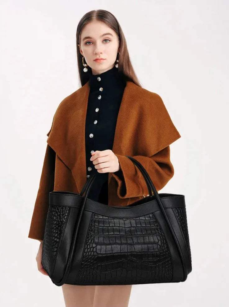 Medium Genuine Leather Bag Adriana Croco