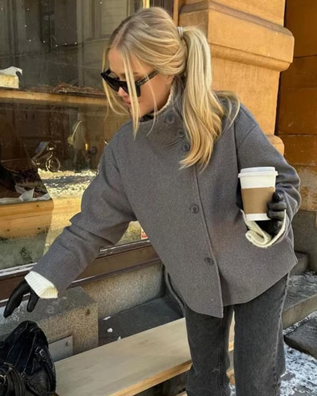 Mon Élise Elegant Jacket with Stand Collar