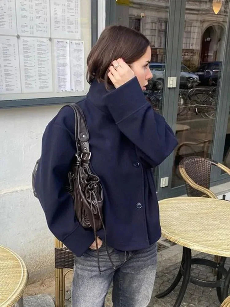 Mon Élise Elegant Jacket with Stand Collar