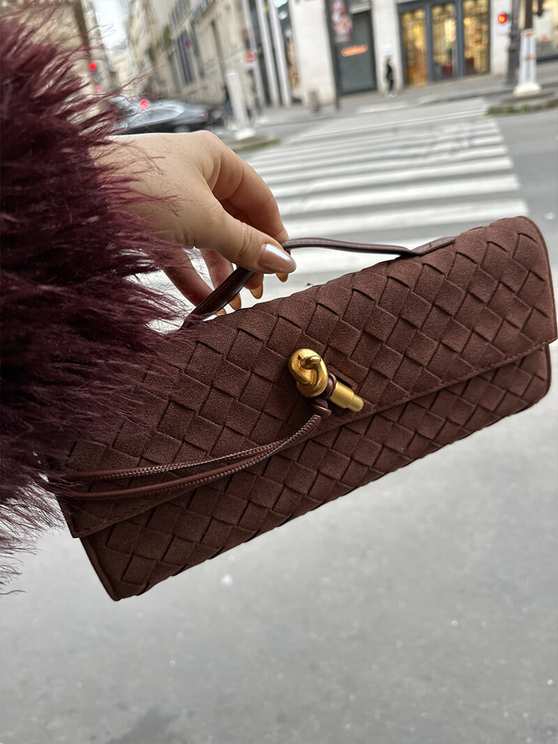 Paige Woven Suede Clutch Bag