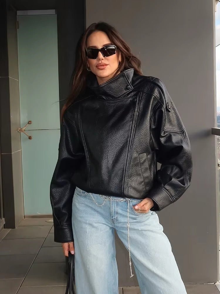 Cecil Asymmetrical Leather Jacket