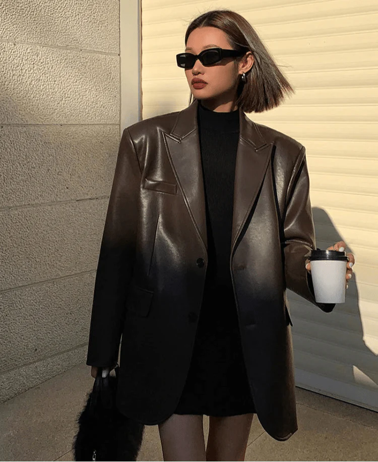 Charice Oversized Vegan Leather Blazer