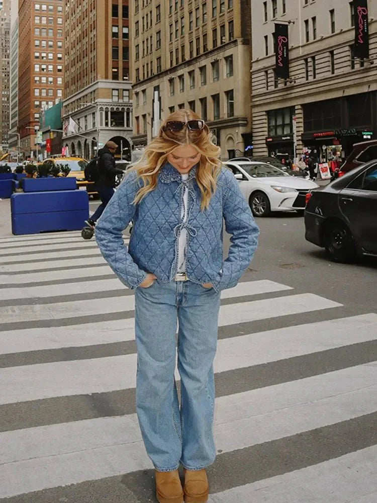 Ivy Denim Jacket with Lace Design