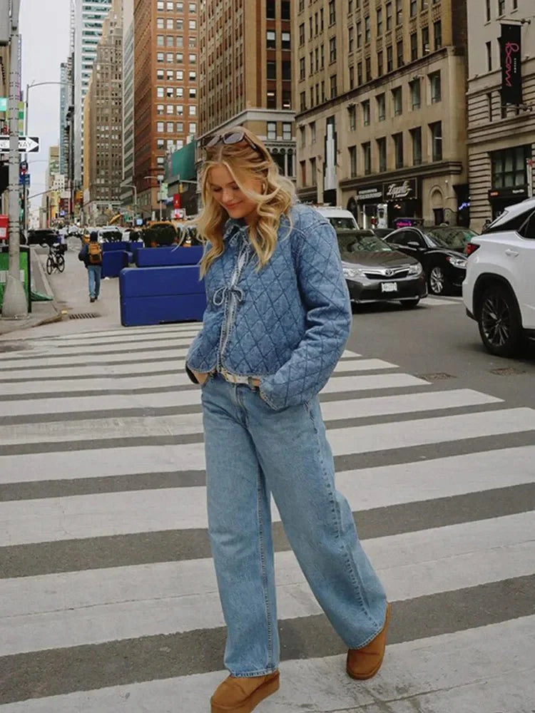 Ivy Denim Jacket with Lace Design