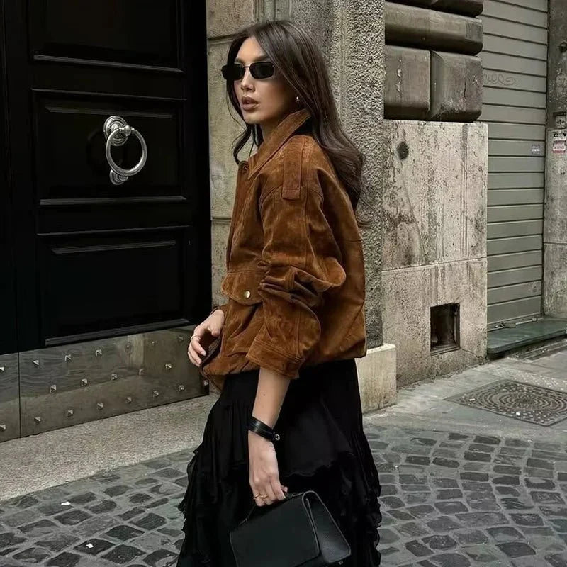 Jen Suede Bomber Jacket