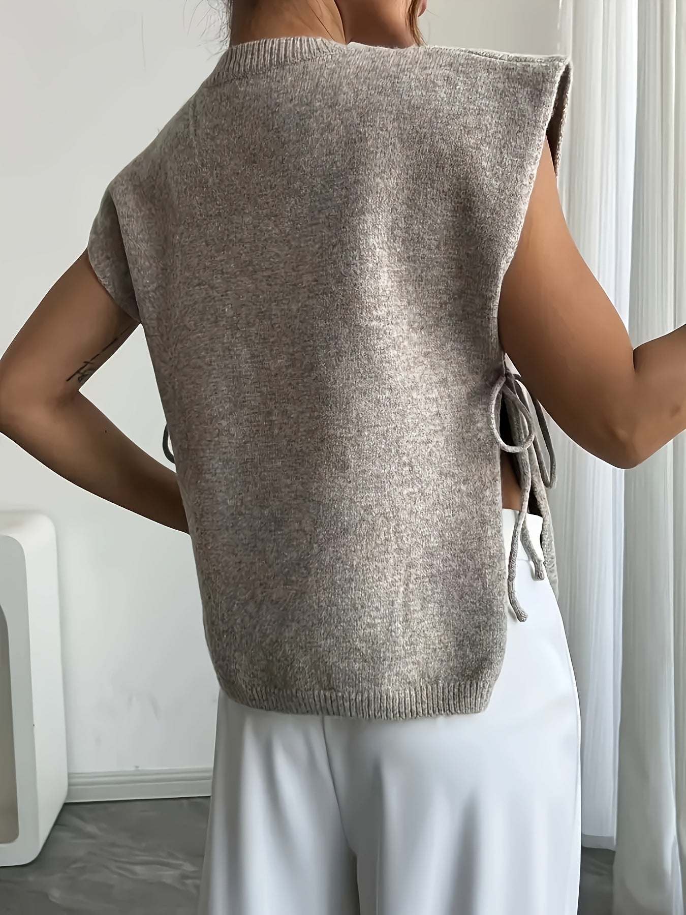 Lauren Knitted Pullover Top with Bows