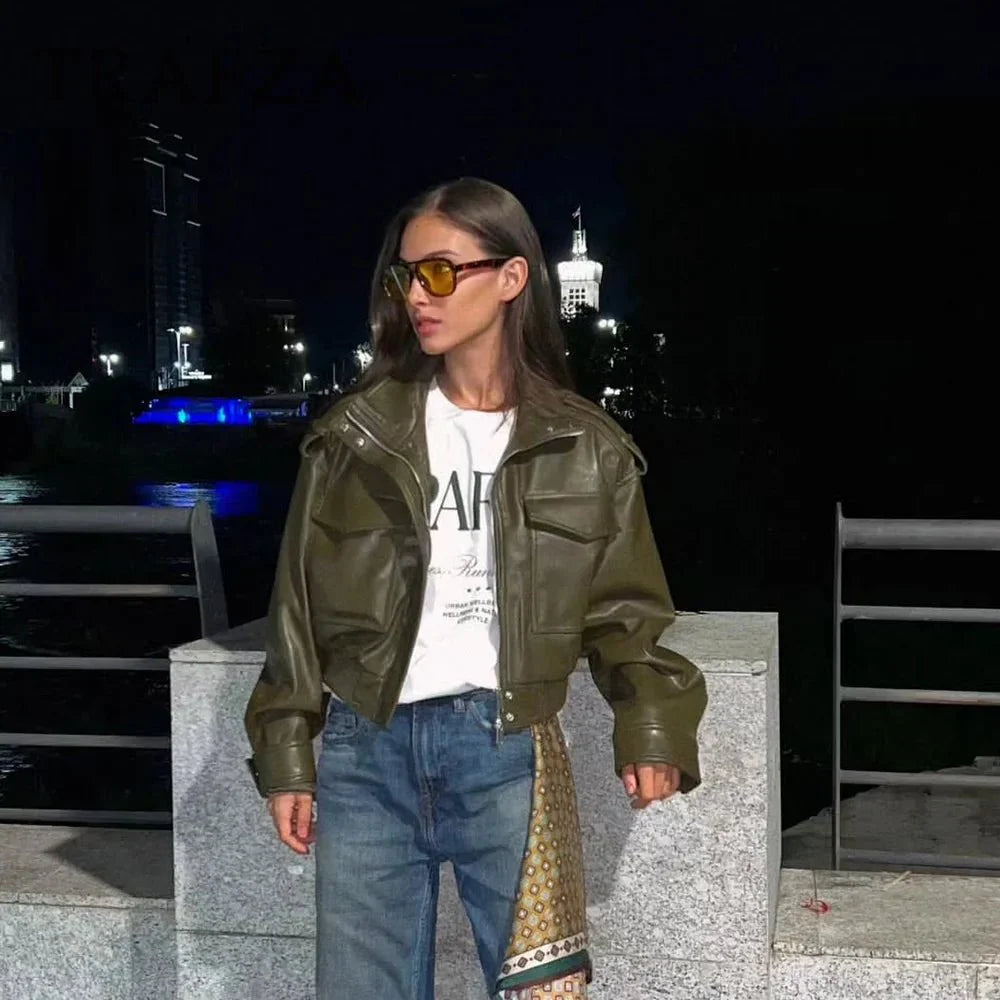 Leila Faux Leather Jacket