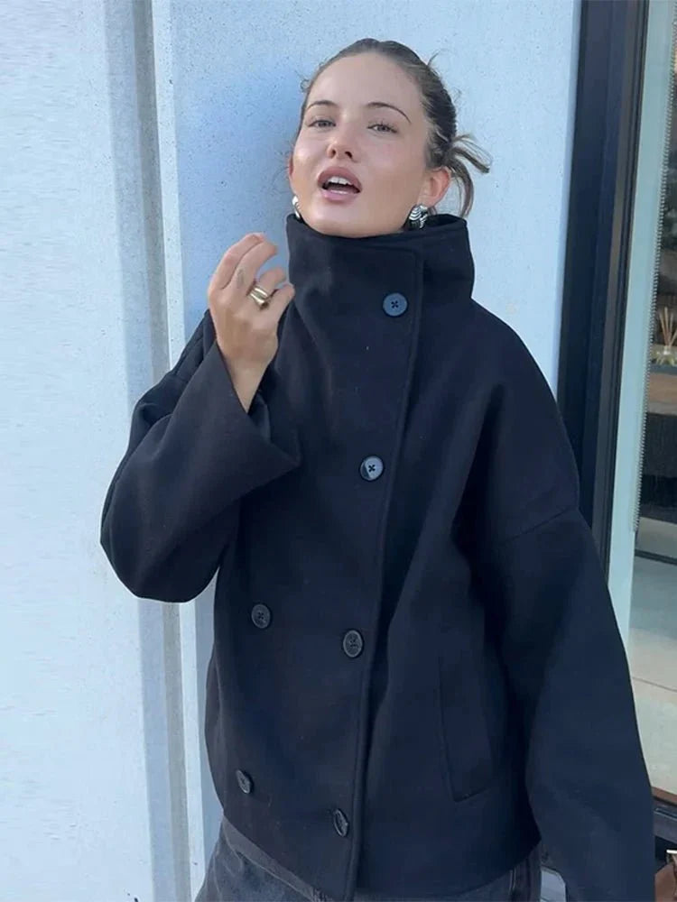 Melissa Trench Coat Jacket with Stand Collar