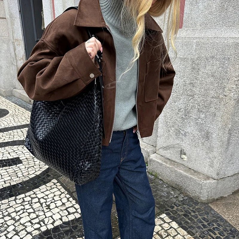 Nora Suede Bomber Jacket