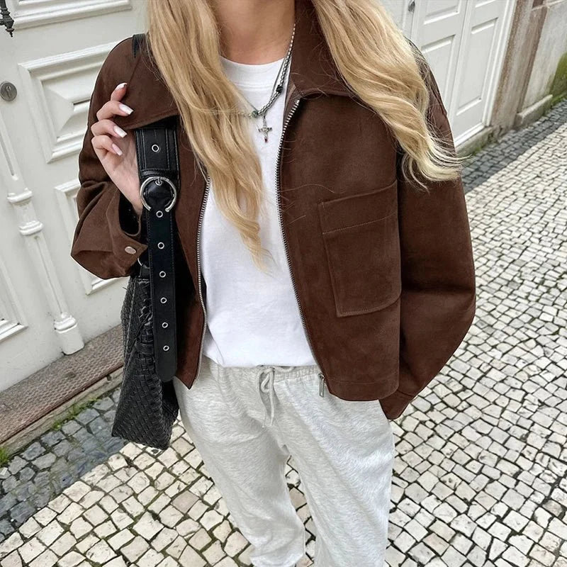 Nora Suede Bomber Jacket