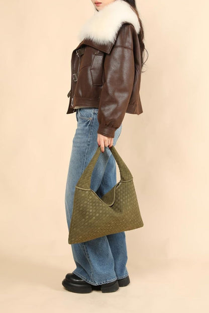 Tory Woven Suede Bag L