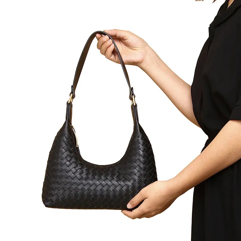 Vanessa Genuine Leather Baguette Bag