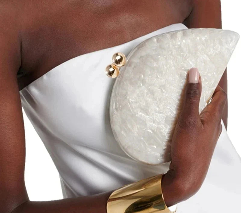 Acrylic Clutch Bag Pearlised Shell Ariel