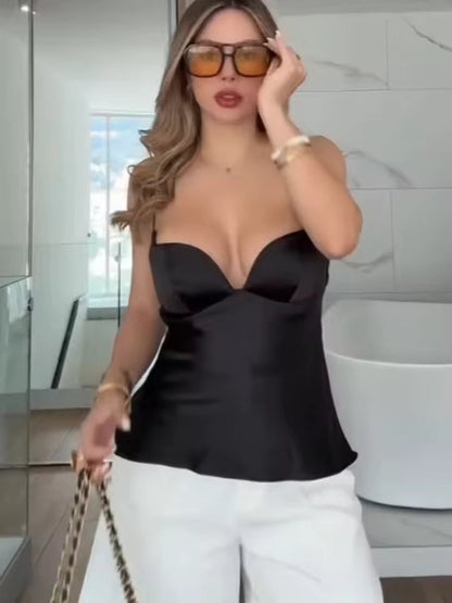 Evelina Satin Sling Top