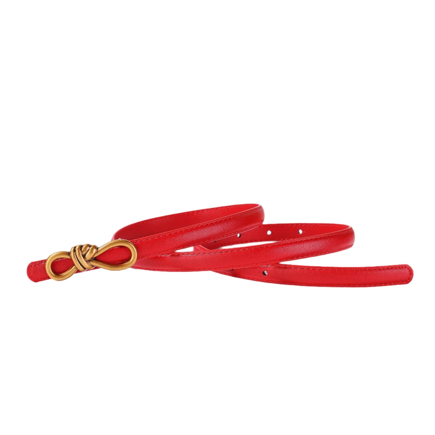 Genuine Leather Thin Belt with Bow