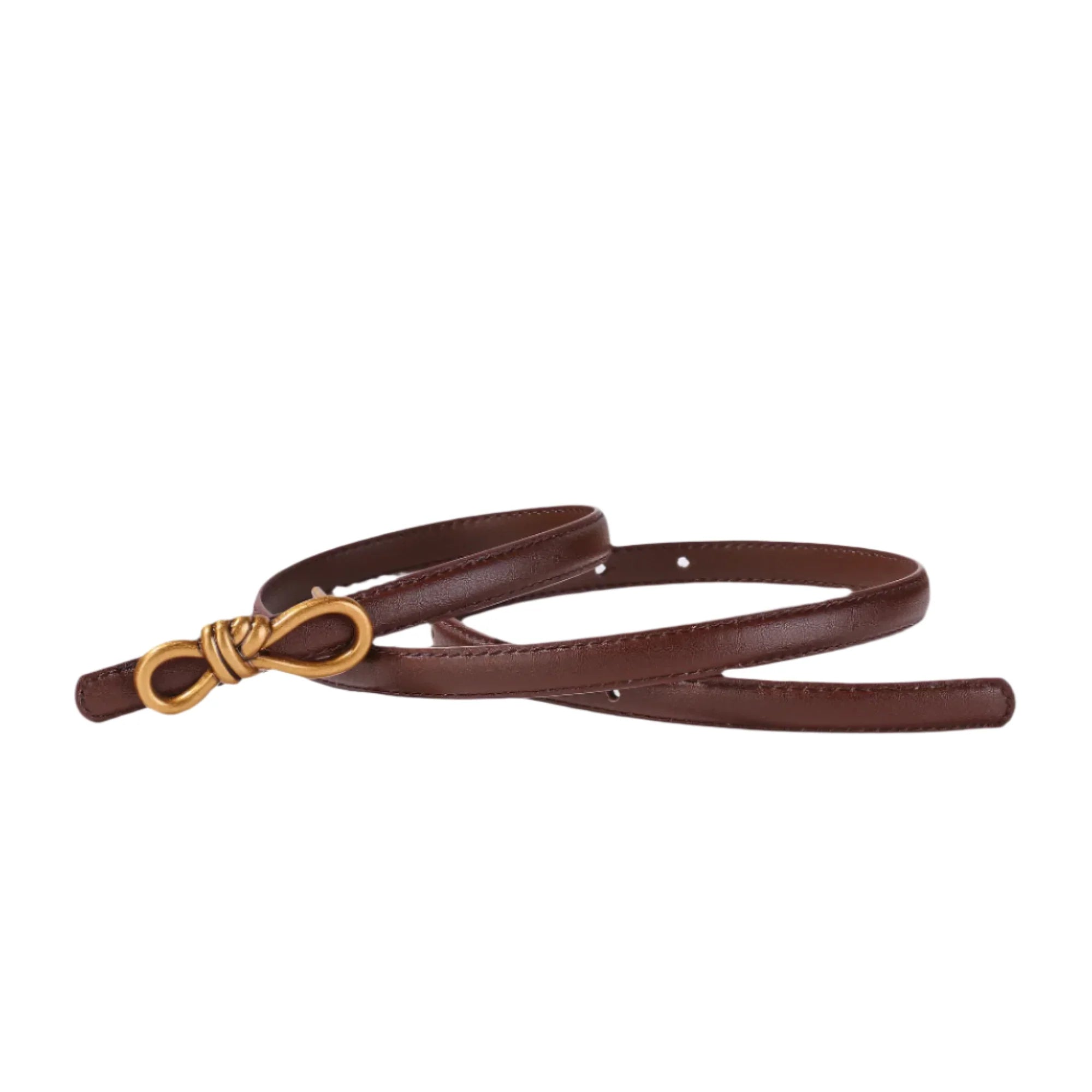 Genuine Leather Thin Belt with Bow