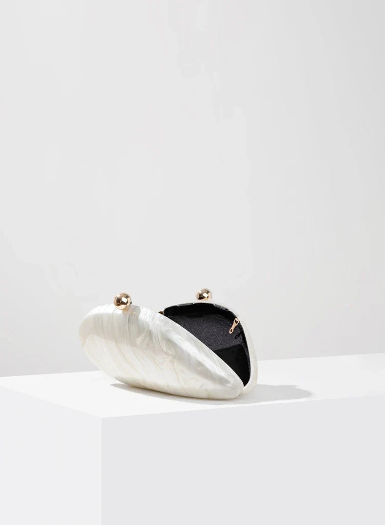 Acrylic Clutch Bag Pearlised Shell Ariel