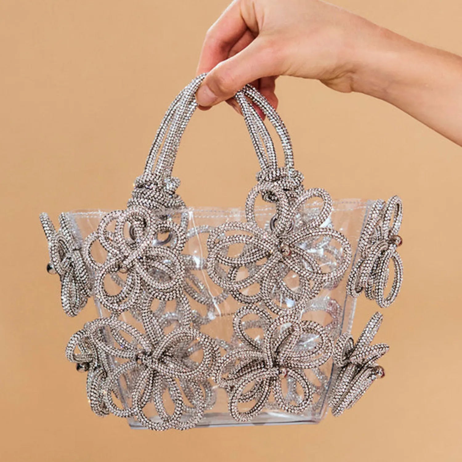 Small Tote Bag Flowers Strass Sabrina