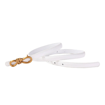 Genuine Leather Thin Belt with Bow