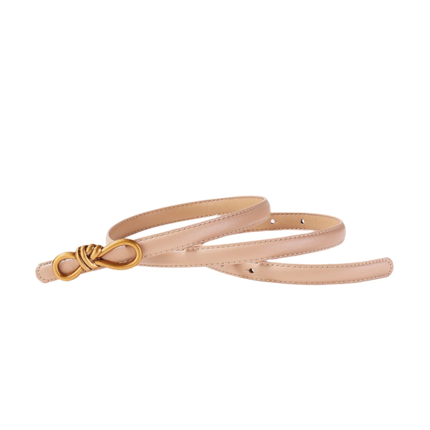 Genuine Leather Thin Belt with Bow