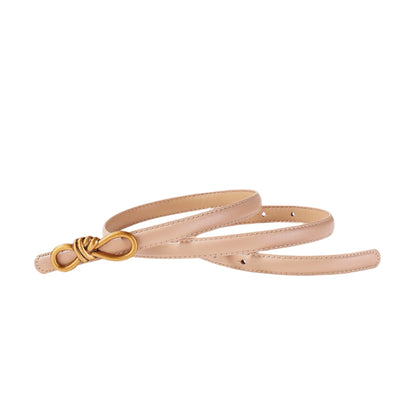 Genuine Leather Thin Belt with Bow
