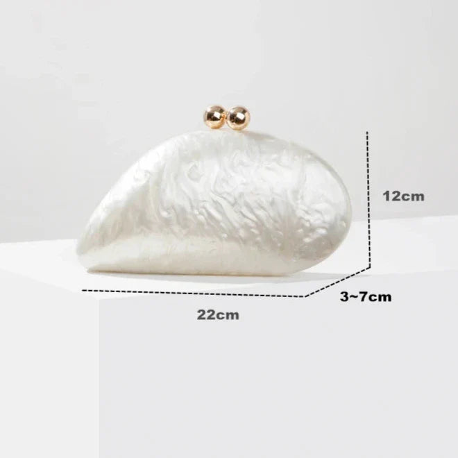Acrylic Clutch Bag Pearlised Shell Ariel