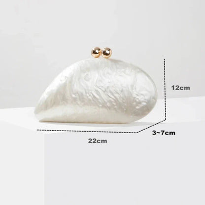 Acrylic Clutch Bag Pearlised Shell Ariel