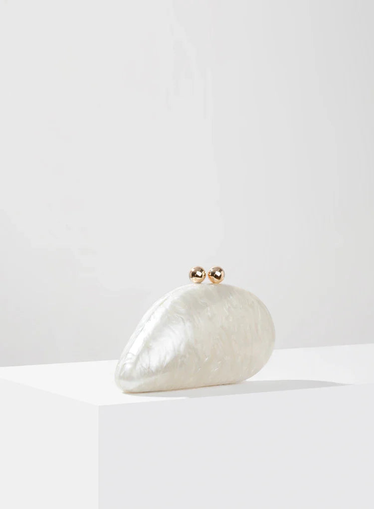 Acrylic Clutch Bag Pearlised Shell Ariel