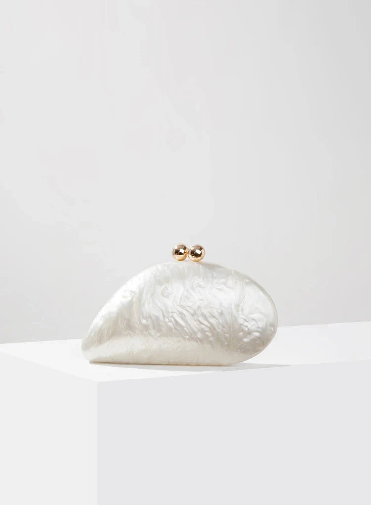 Acrylic Clutch Bag Pearlised Shell Ariel
