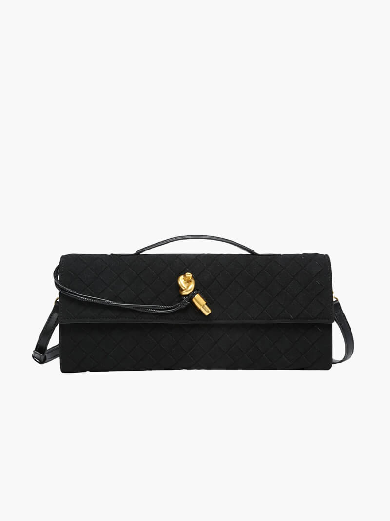 Paige Woven Suede Clutch Bag