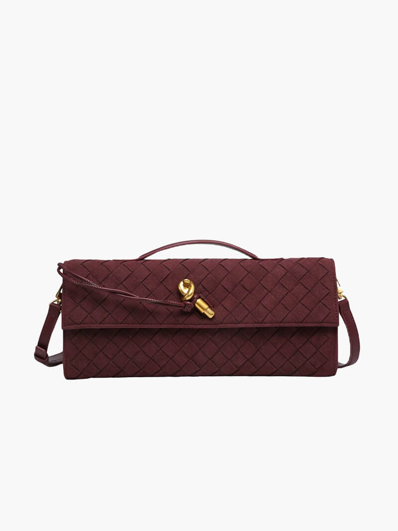 Paige Woven Suede Clutch Bag