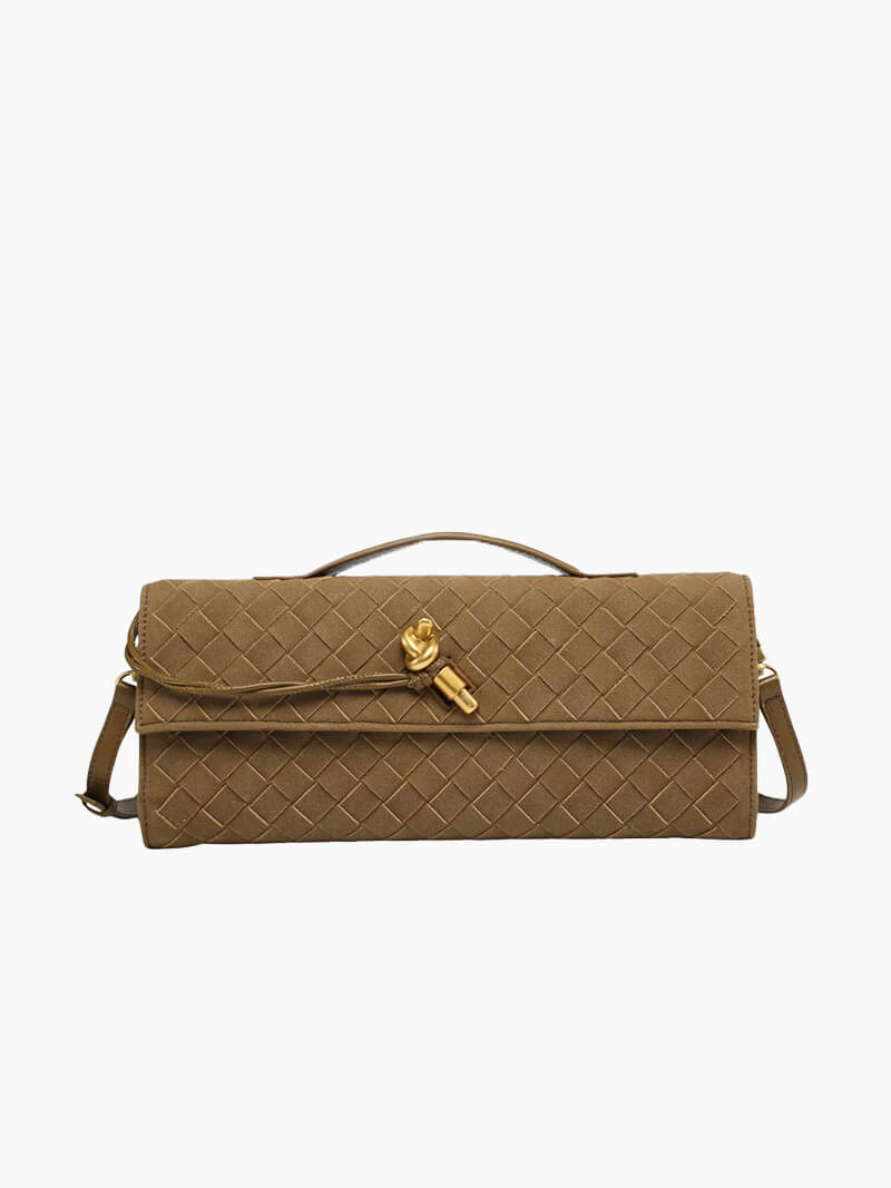 Paige Woven Suede Clutch Bag