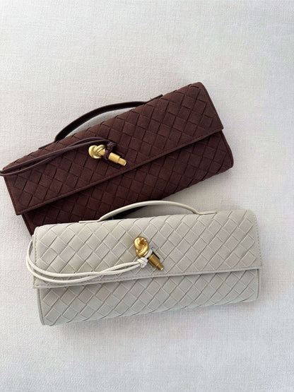 Paige Woven Suede Clutch Bag