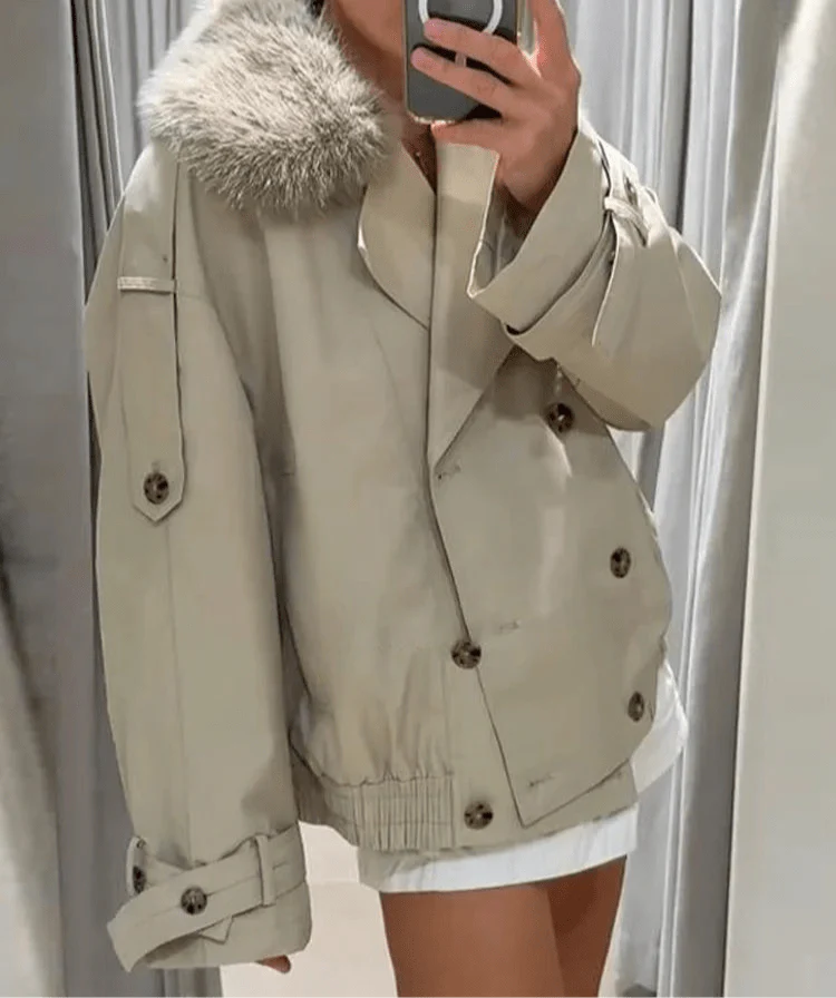 Camille Trench Coat with Faux Fur