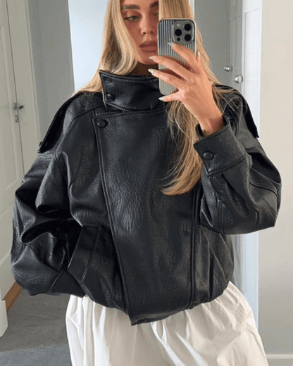 Cecil Asymmetrical Leather Jacket