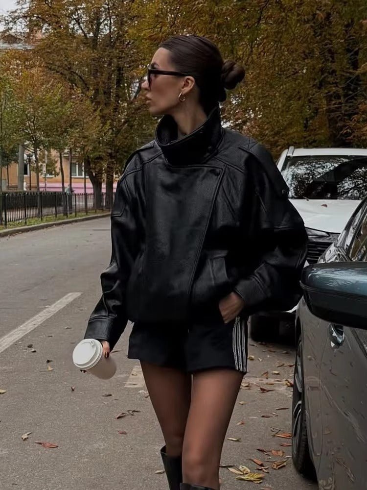 Cecil Asymmetrical Leather Jacket