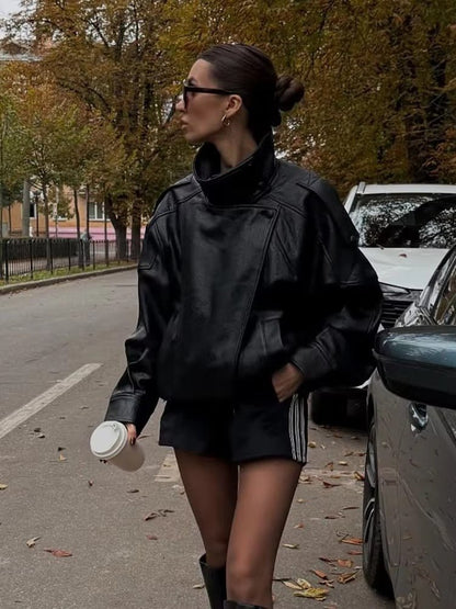 Cecil Asymmetrical Leather Jacket