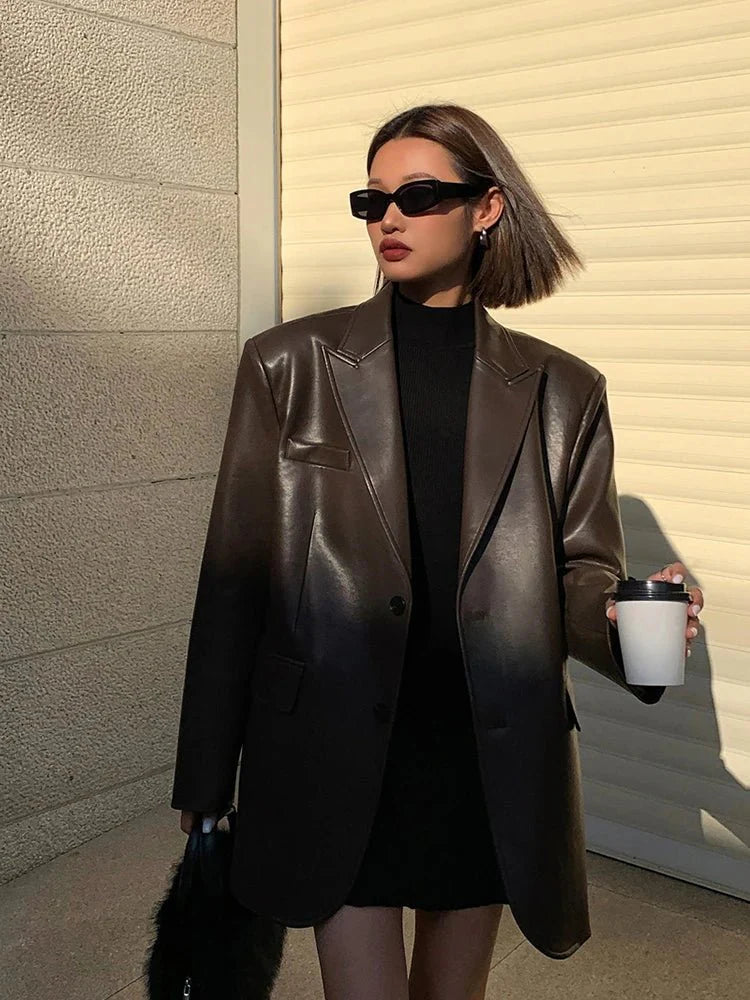 Charice Oversized Vegan Leather Blazer