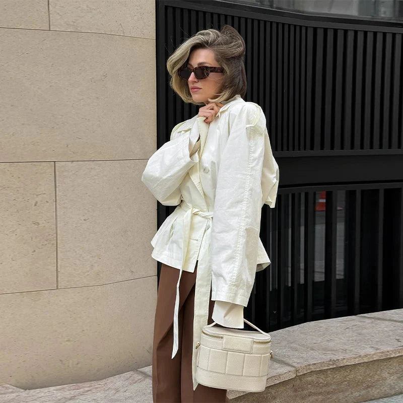 Dominique Stand Collar Trench Coat