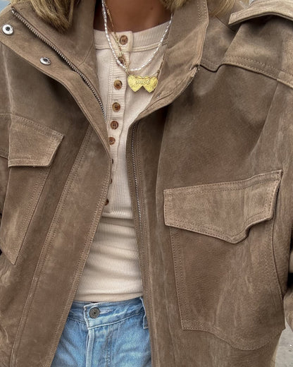 Greta Suede Moto Jacket