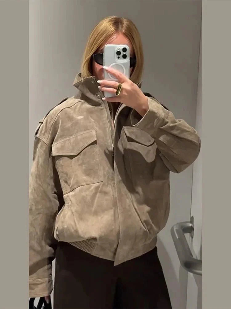 Greta Suede Moto Jacket