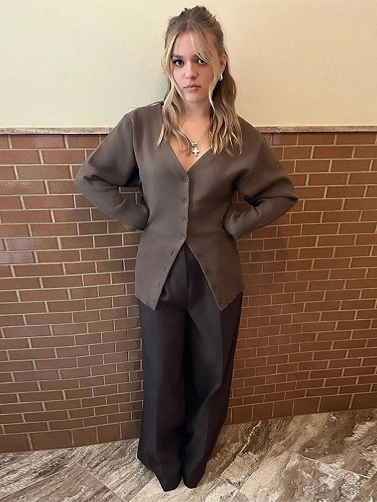 Hannah V-Neck Knit Cardigan