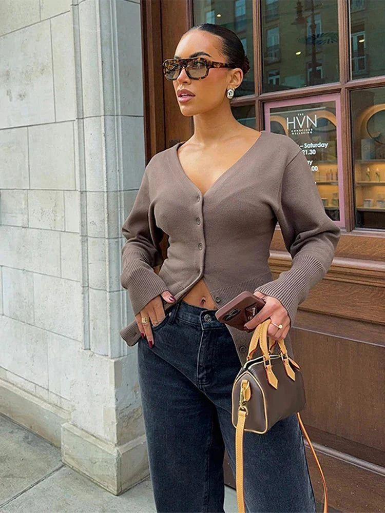 Hannah V-Neck Knit Cardigan