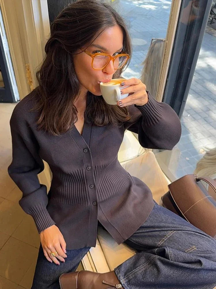 Hazel Waisted V-Neck Cardigan