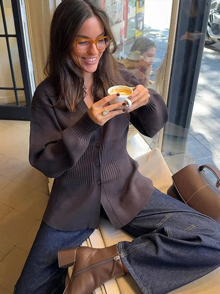 Hazel Waisted V-Neck Cardigan