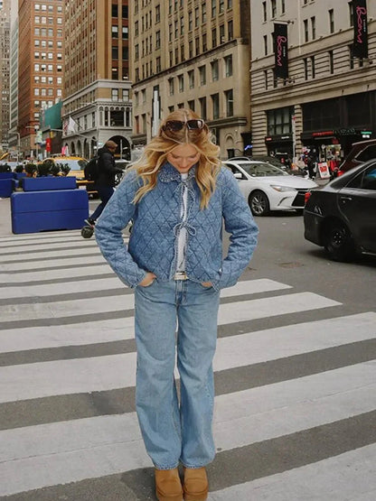Ivy Denim Jacket with Lace Design