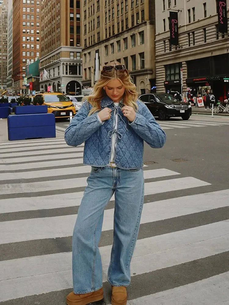 Ivy Denim Jacket with Lace Design