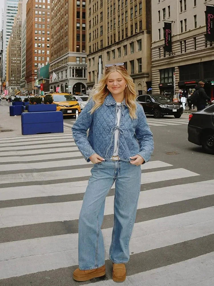 Ivy Denim Jacket with Lace Design