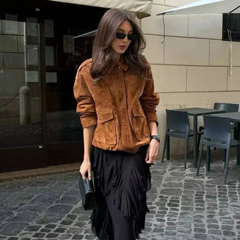 Jen Suede Bomber Jacket