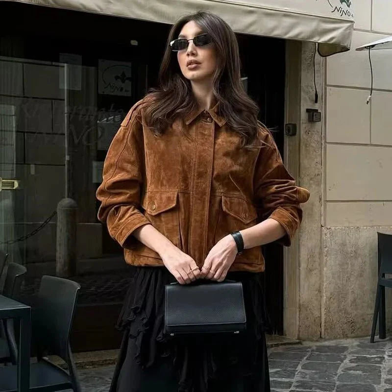 Jen Suede Bomber Jacket